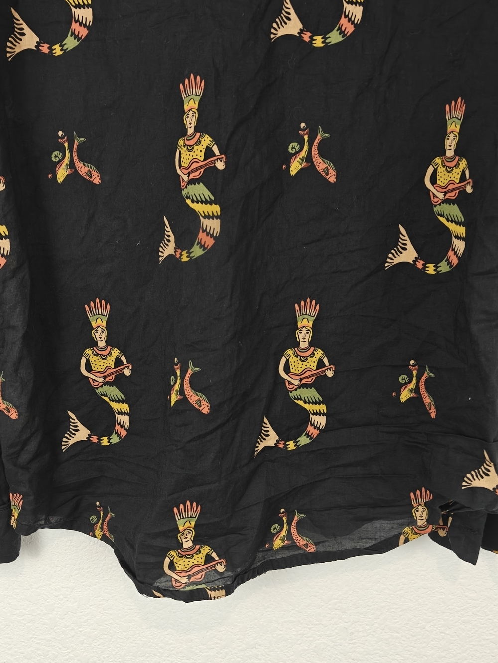 Desmond & Dempsey Mermaid Print Cotton Button-Up PJ Shirt, Men’s Large - Picture 9 of 11